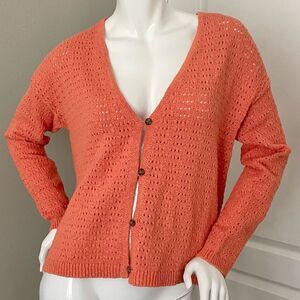 Madewell Classic Coral Open-Stitch Cardigan Sweater Women’s Sz Small